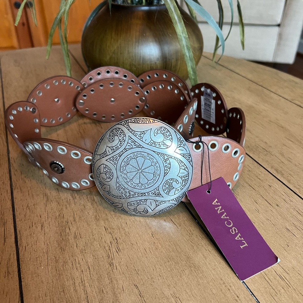 Lascana Brown Leather Belt with Silver Buckle